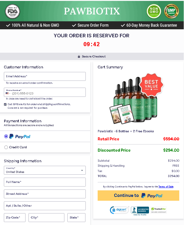 Pawbiotix Checkout Page